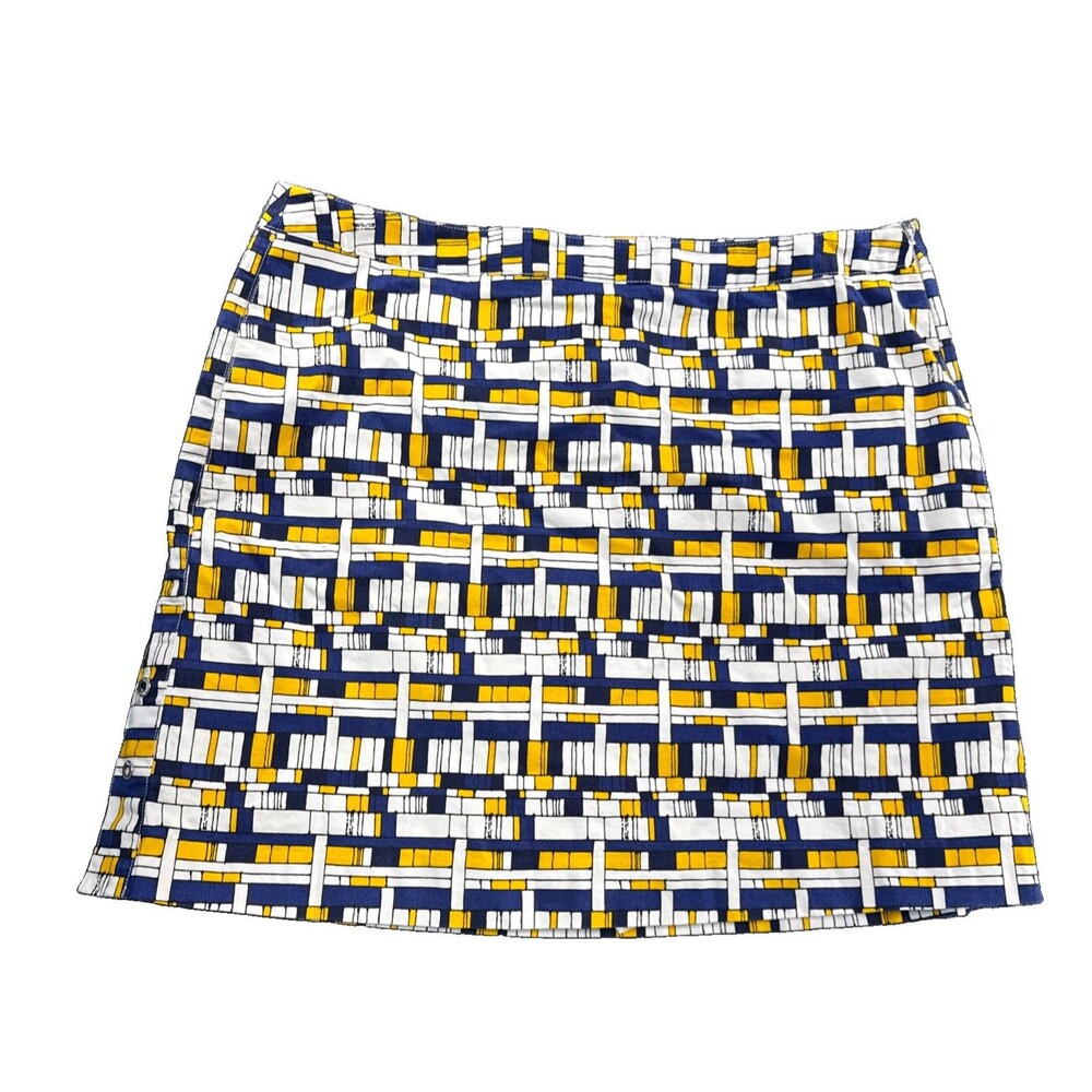 Lizgolf Women’s Golf Skort Skirt Blue Yellow Geometric Print Size 12